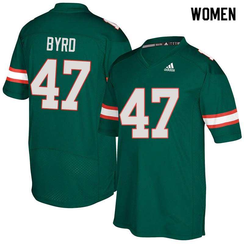 Women Miami Hurricanes #47 LaRon Byrd College Football Jerseys Sale-Green